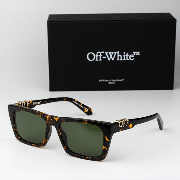 Off-White ALBANY Men Sunglasses Havana Green Square OERI13E ALBANY 6055 - Picture 1 of 11
